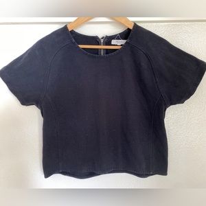 MADEWELL crop black t-shirt back zip top knit M